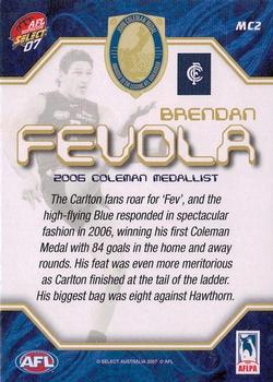 2007 Select AFL Supreme - Medals #MC2 Brendan Fevola Back
